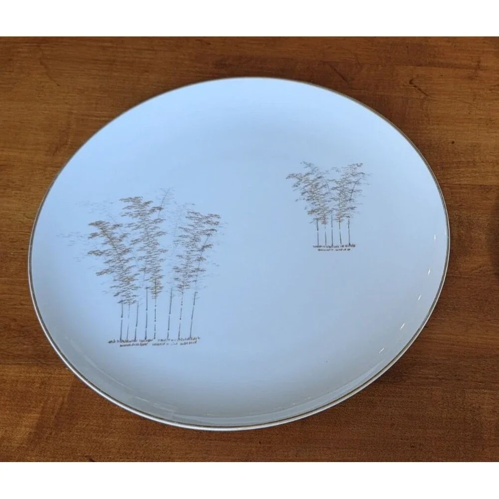 Arita Fukagawa Japan GOLD BAMBOO Rim Dinner Plate 10 1/4